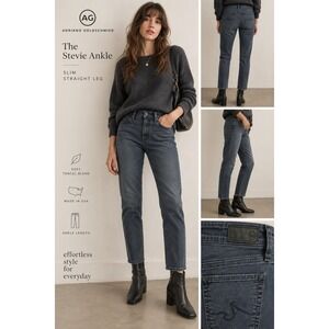 AG Adriano Goldschmied Stevie Ankle Slim Straight Jeans 28 Blue Gray Soft Grunge